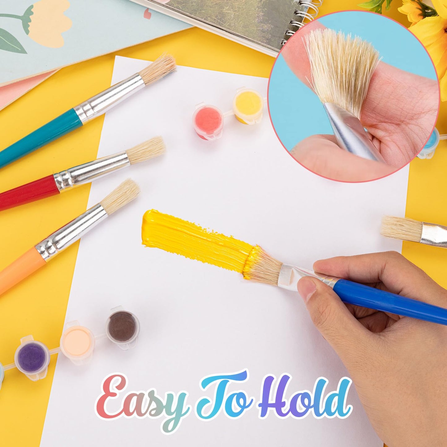 YGAOHF Kids Paint Brushes Set – 10 Large, Washable, Easy-Grip Round & Flat Brushes