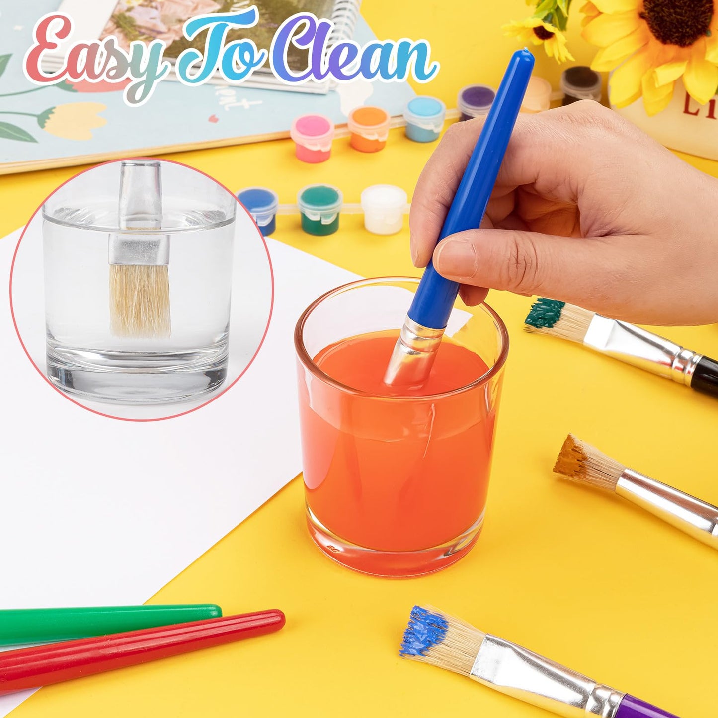 YGAOHF Kids Paint Brushes Set – 10 Large, Washable, Easy-Grip Round & Flat Brushes