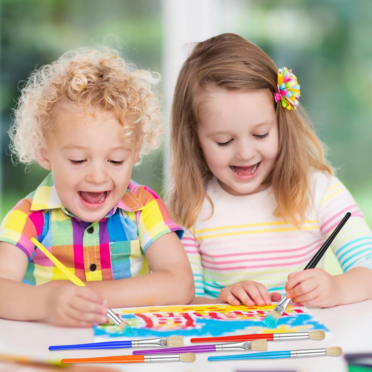 YGAOHF Kids Paintbrushes Set – 22pc Round & Flat Brushes for Washable Paints
