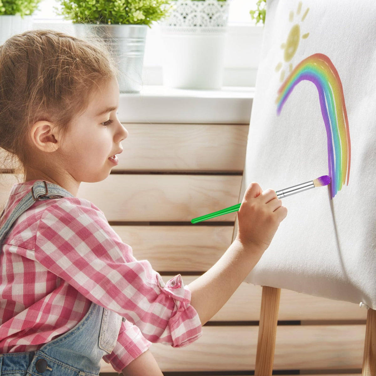 YGAOHF Kids Paintbrushes Set – 22pc Round & Flat Brushes for Washable Paints