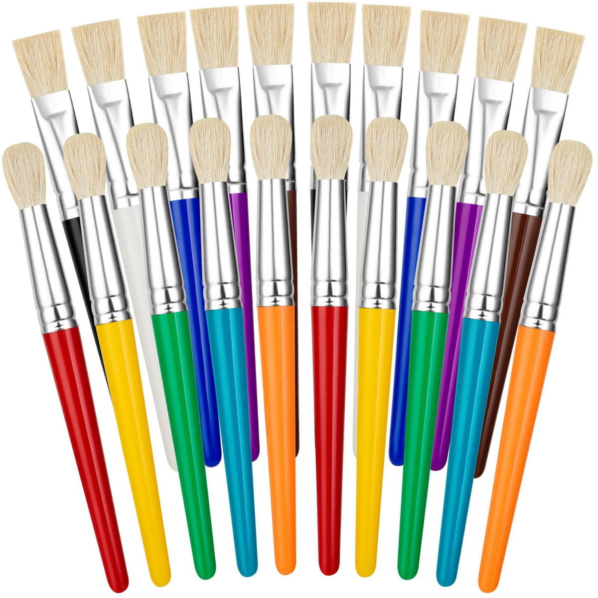 YGAOHF 20 Pcs Kids Paint Brushes Bulk - Round & Flat, Easy Grip for Washable Paints