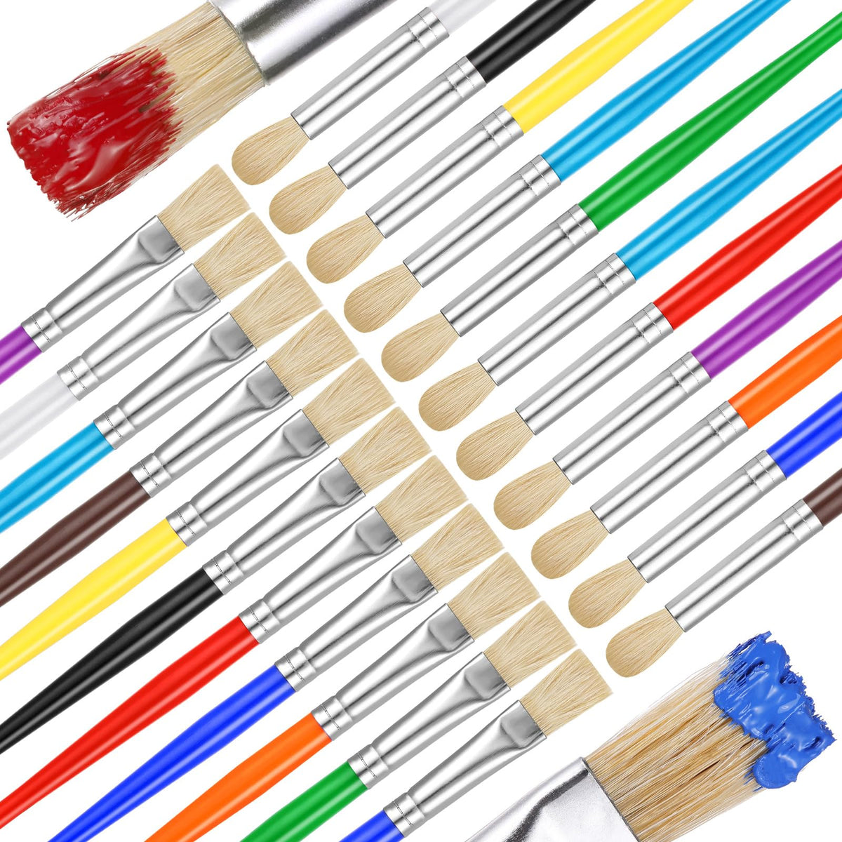 YGAOHF Kids Paintbrushes Set – 22pc Round & Flat Brushes for Washable Paints