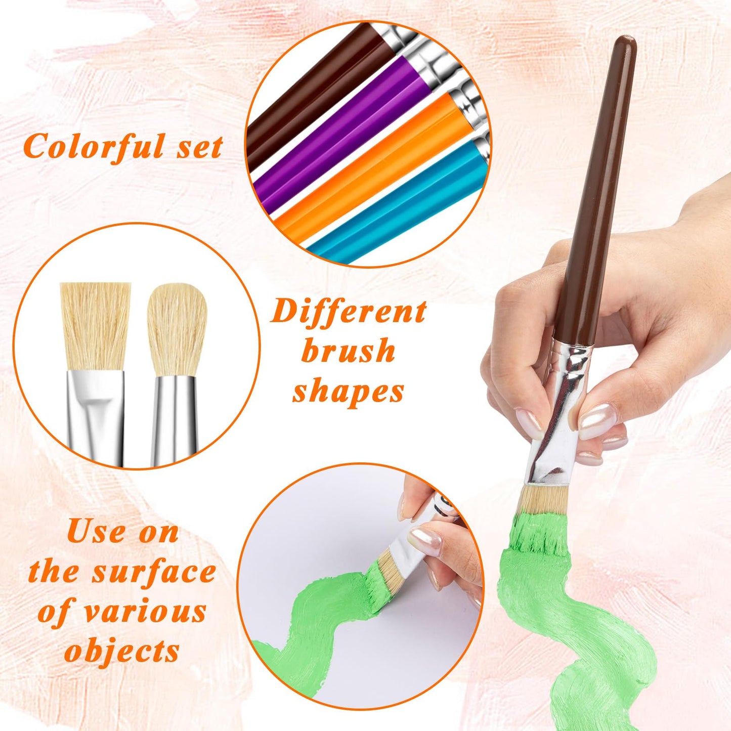 YGAOHF 30 Pcs Kids Paint Brushes Set – Large Round & Flat Preschool Brushes for Acrylic & Washable Paint
