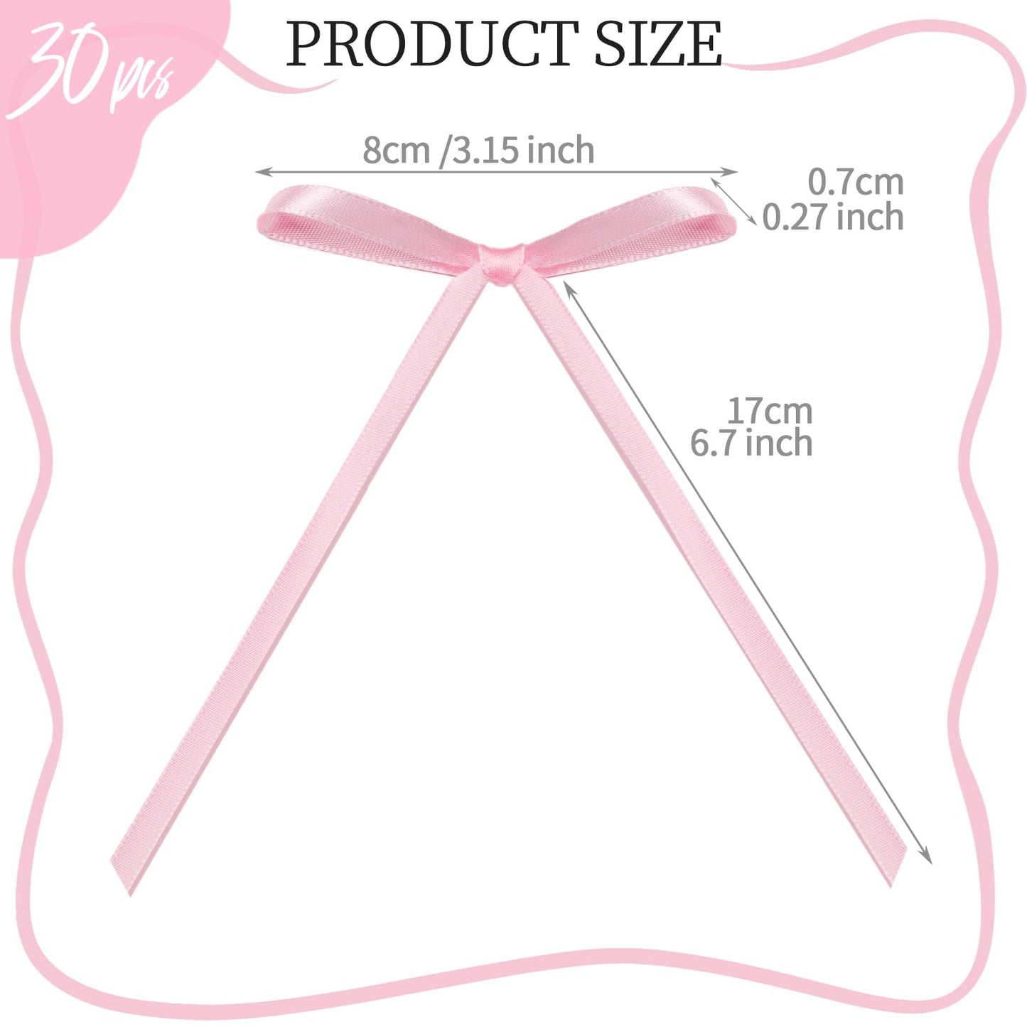 YGDZ Pink Bows for Cake – 30 Pcs Satin Ribbon Topper