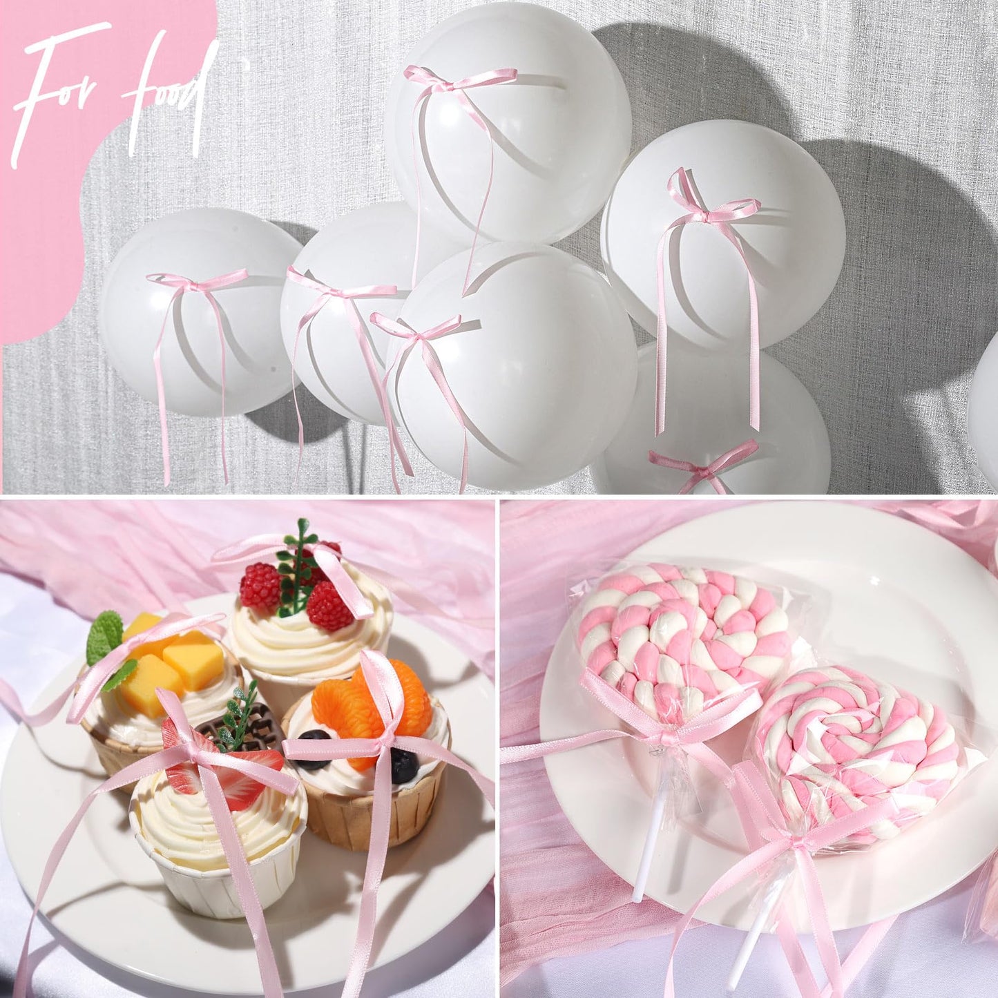 YGDZ Pink Bows for Cake – 30 Pcs Satin Ribbon Topper