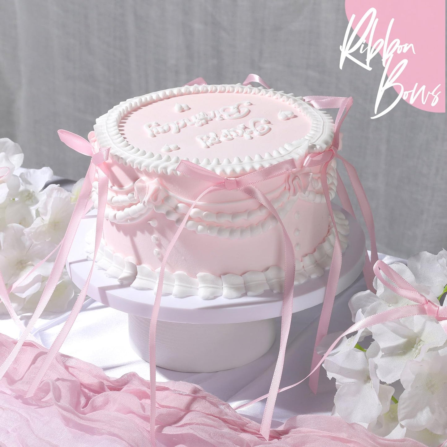 YGDZ Pink Bows for Cake – 30 Pcs Satin Ribbon Topper