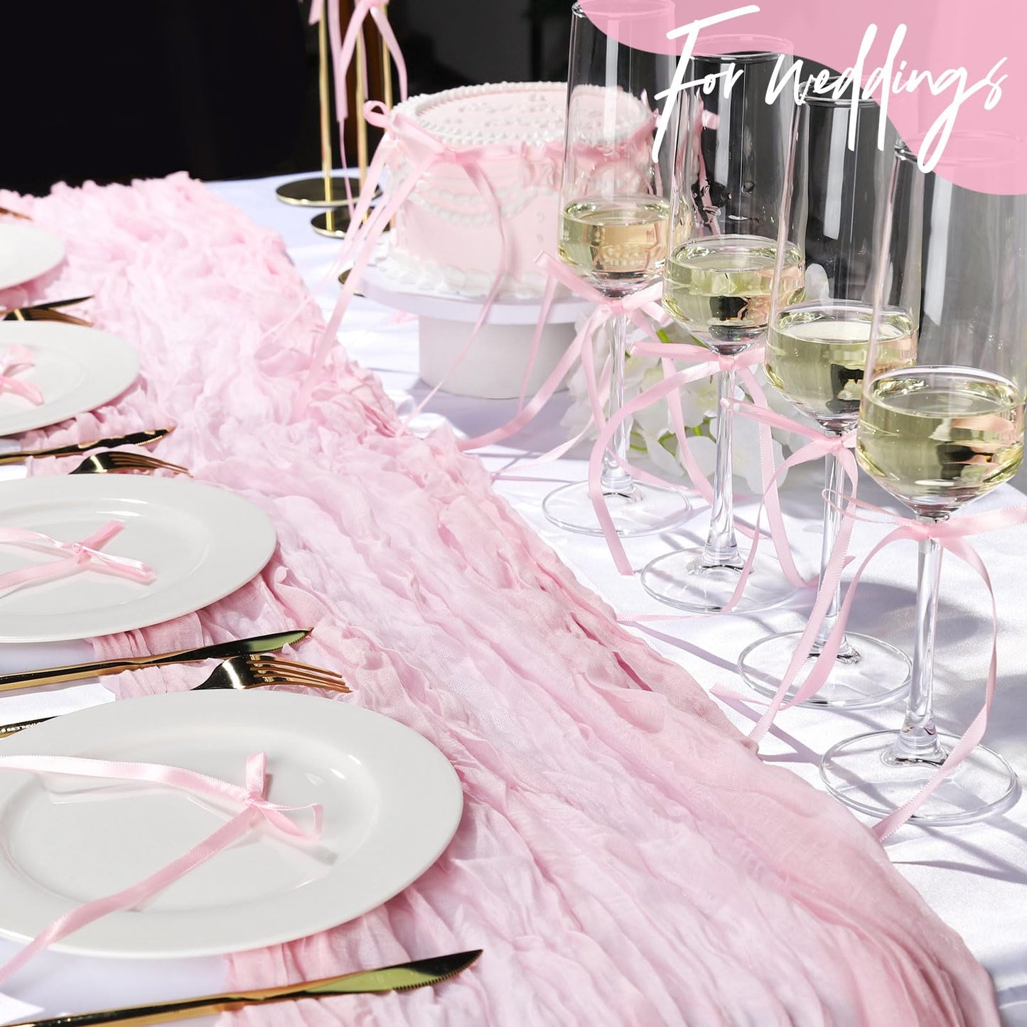YGDZ Pink Bows for Cake – 30 Pcs Satin Ribbon Topper