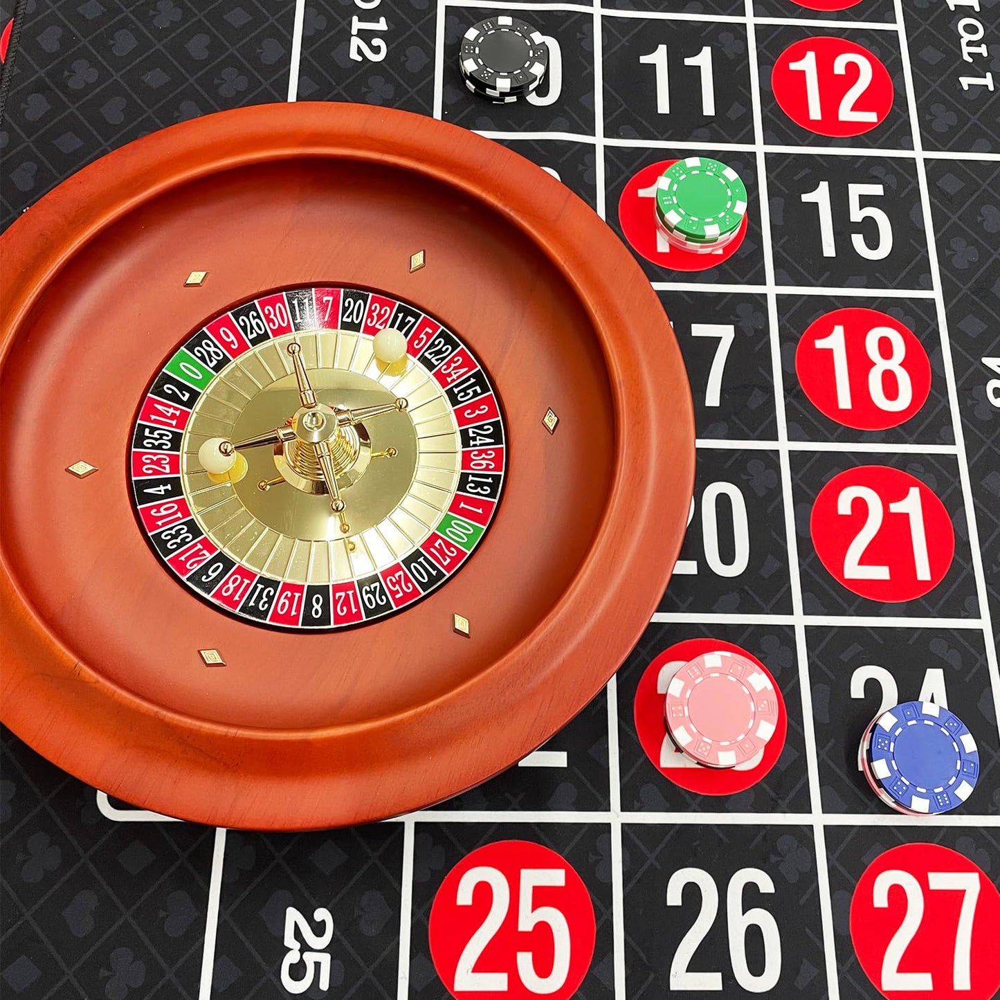 Ygebet 11-Inch Wooden Roulette Wheel | Solid Wood Casino Wheel for Home Game Night