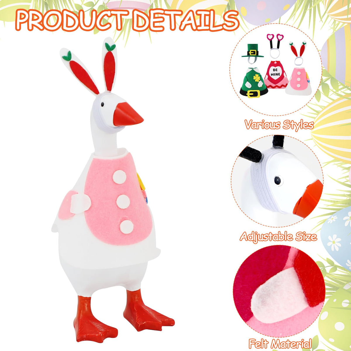 YGEINIT 6-Piece 7-Inch Desk Goose Outfits for Valentine’s, St. Patrick’s Day & Easter Decor