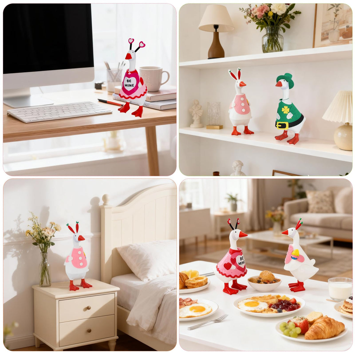 YGEINIT 6-Piece 7-Inch Desk Goose Outfits for Valentine’s, St. Patrick’s Day & Easter Decor