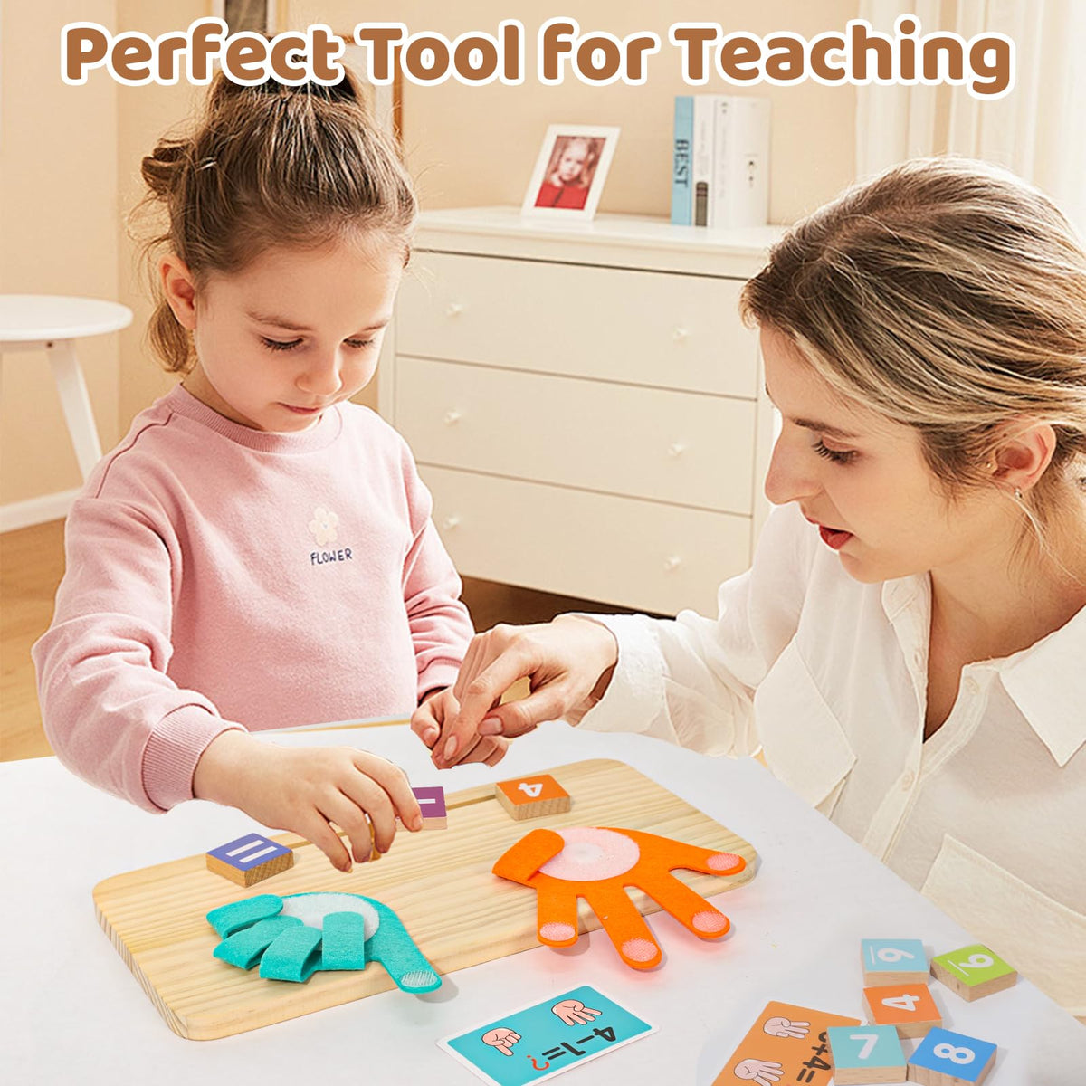 YGJT Montessori Math Learning Toys for Toddlers 2-5 — Double-Sided Board & Number Blocks Set
