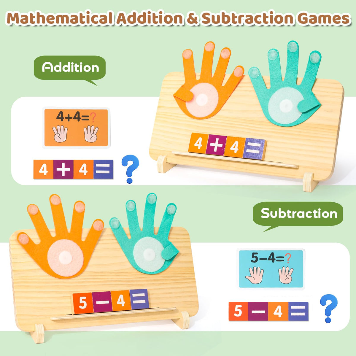 YGJT Montessori Math Learning Toys for Toddlers 2-5 — Double-Sided Board & Number Blocks Set