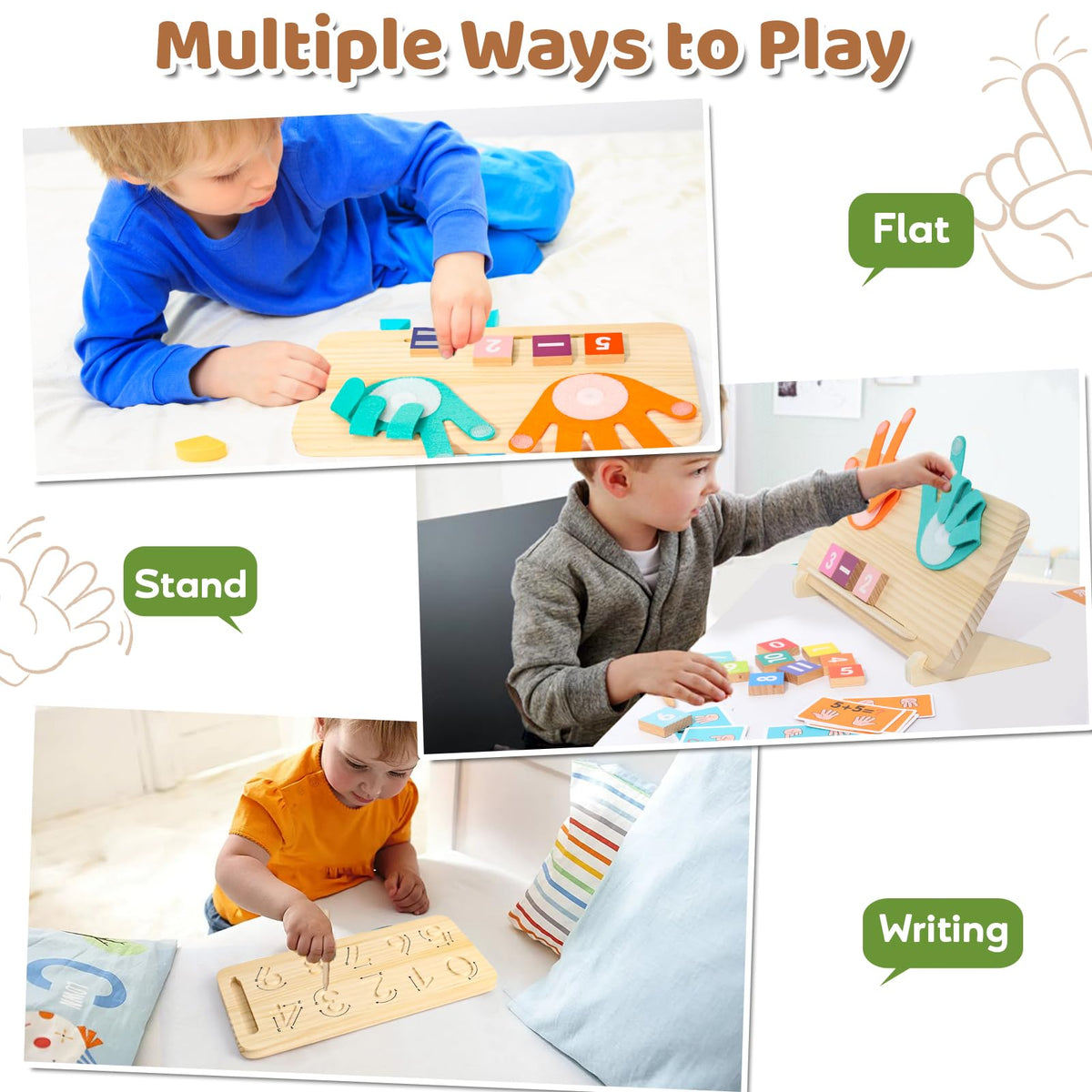 YGJT Montessori Math Learning Toys for Toddlers 2-5 — Double-Sided Board & Number Blocks Set