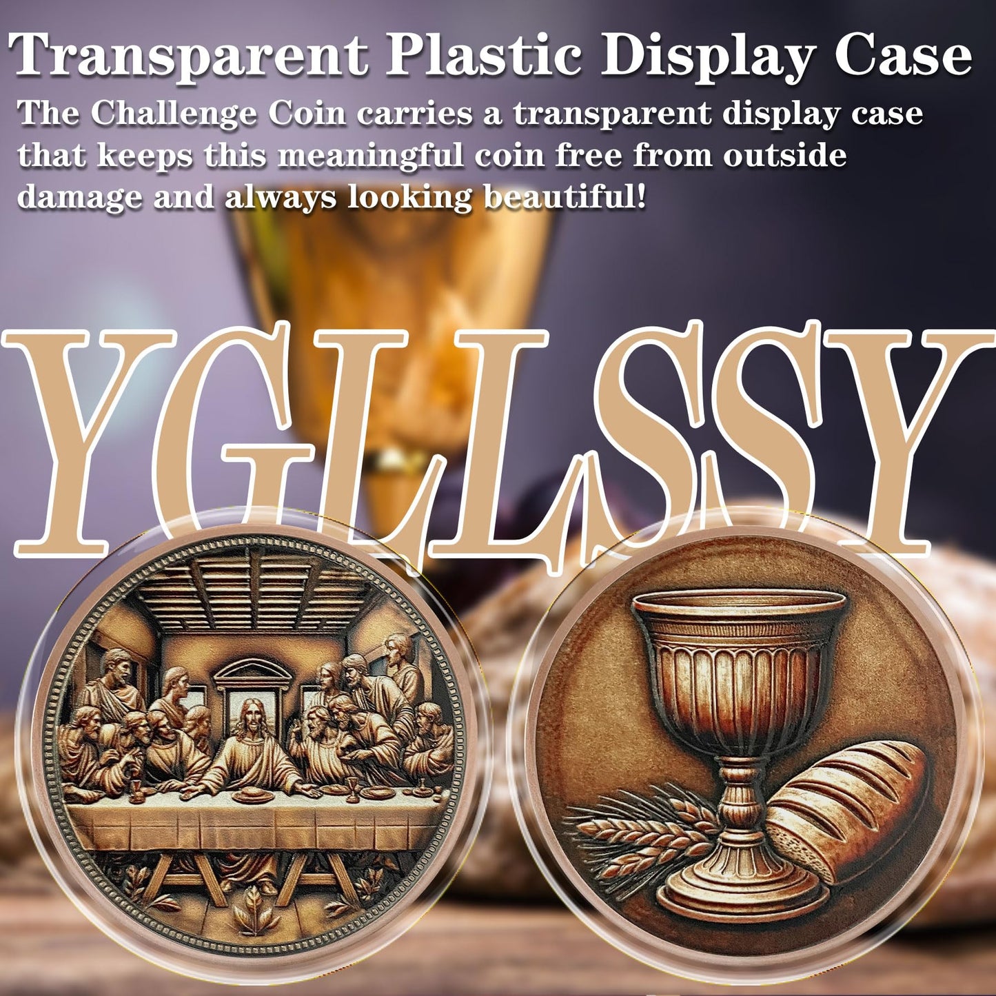 YGLLSSY The Last Supper Coin – Inspirational Jesus Christ Chalice & Bread Design