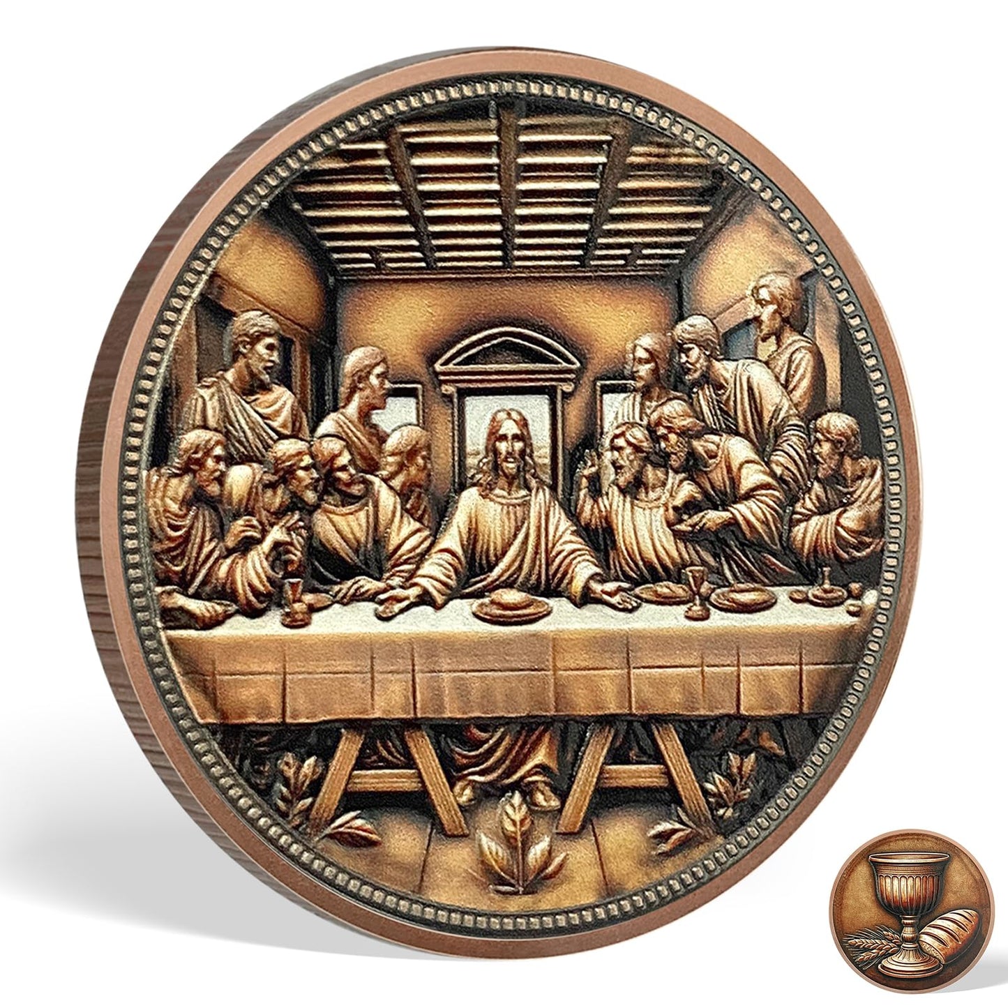 YGLLSSY The Last Supper Coin – Inspirational Jesus Christ Chalice & Bread Design