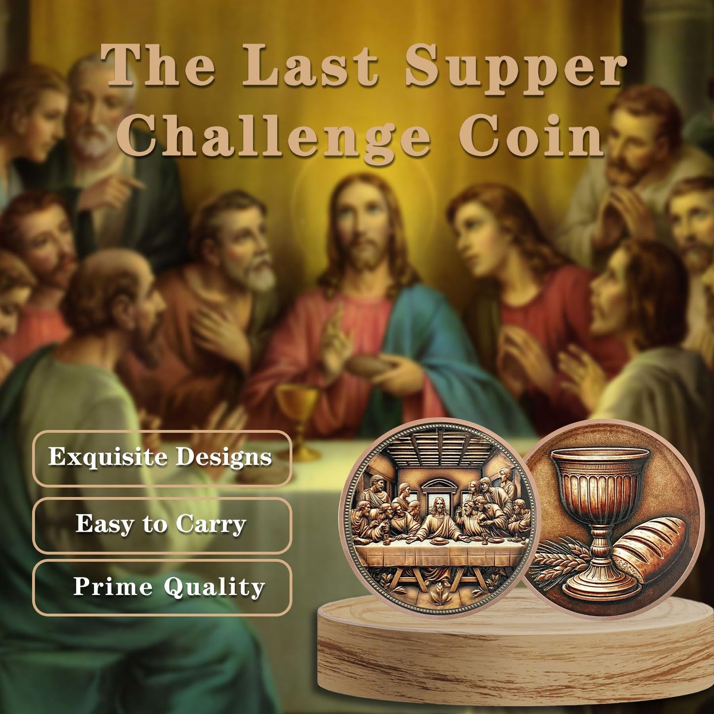 YGLLSSY The Last Supper Coin – Inspirational Jesus Christ Chalice & Bread Design