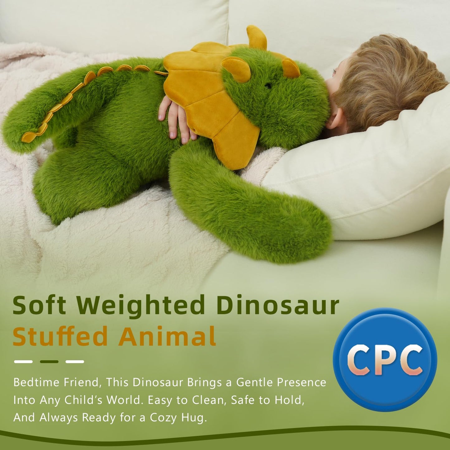 YGZE Weighted Dinosaur Stuffed Animal – 24-Inch, 4 lb Plush Dino Toy for Kids