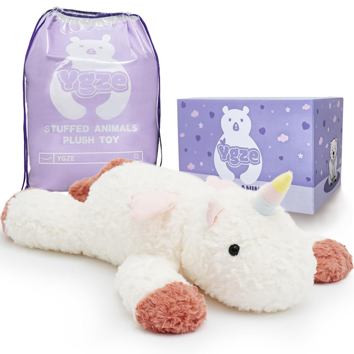 YGZE Weighted Unicorn Stuffed Animal – 24-Inch Plush, 4 lb Calming Toy
