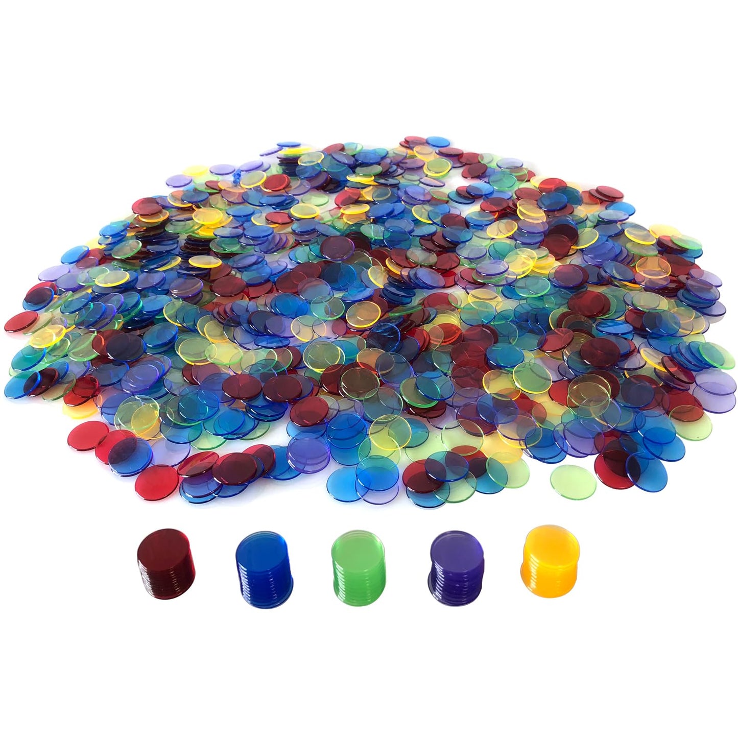 YH Poker 1000 Bingo Chips Markers – Plastic Discs for Bingo, Parties & Classroom Games