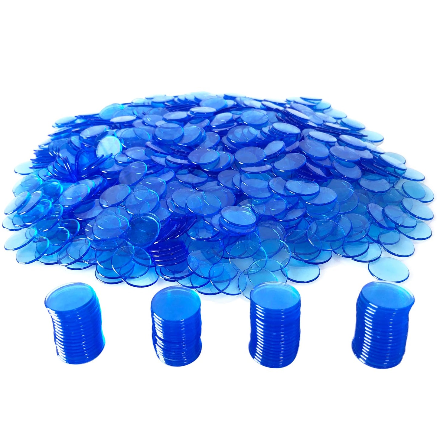 YH Poker 1000 Blue Bingo Chips Markers – Plastic Discs for Games, Parties & Classrooms