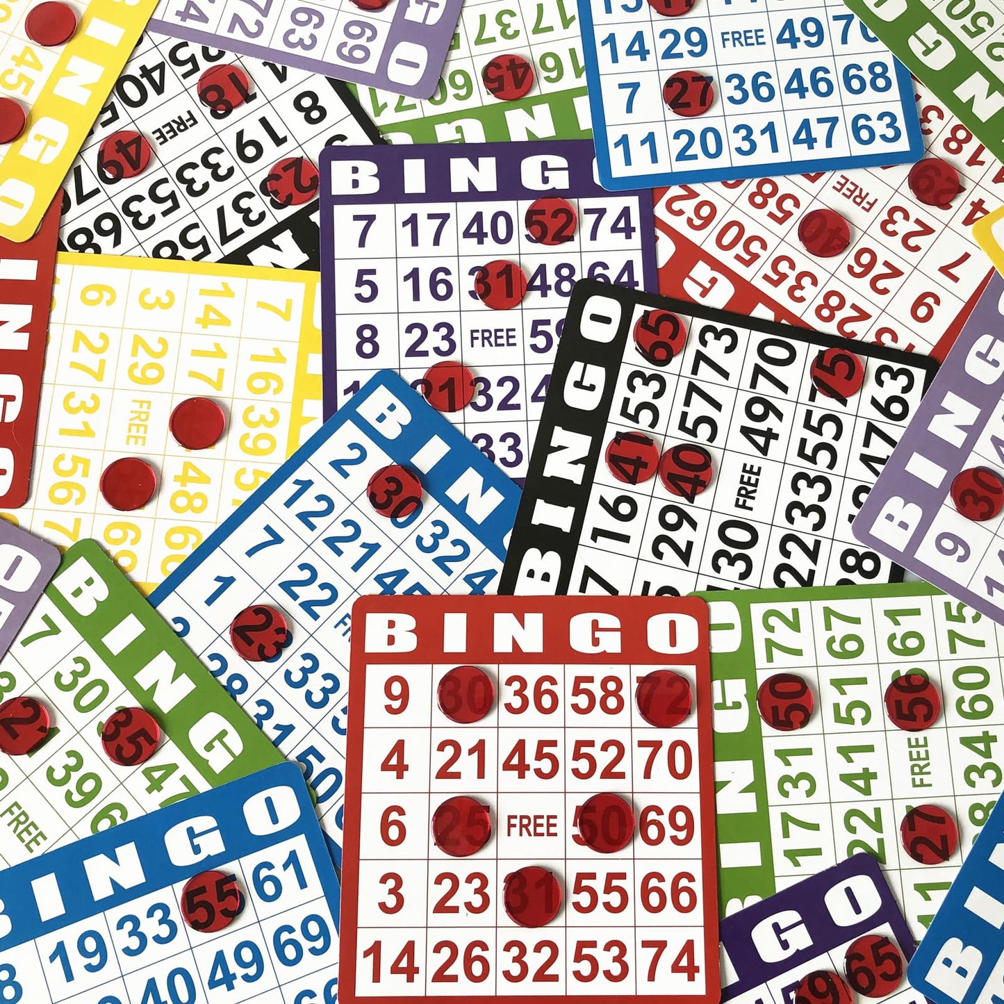 YH Poker 1000 Red Bingo Chips - Durable Plastic Tokens for Bingo, Parties & Classrooms
