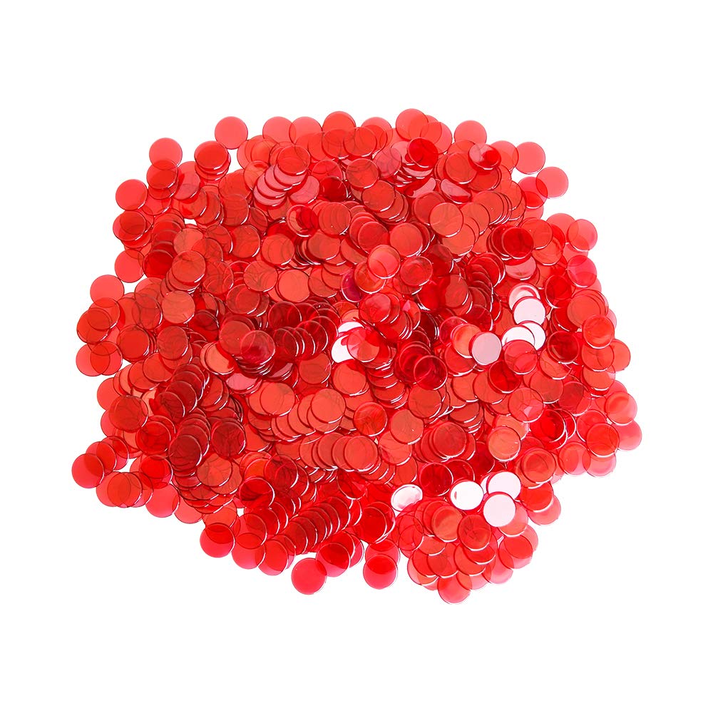 YH Poker 1000 Red Bingo Chips - Durable Plastic Tokens for Bingo, Parties & Classrooms