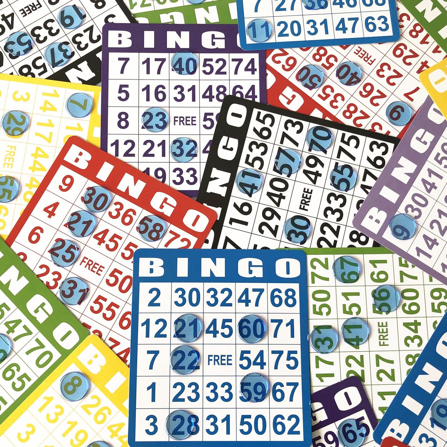 YH Poker 1000 Blue Bingo Chips Markers – Plastic Discs for Games, Parties & Classrooms