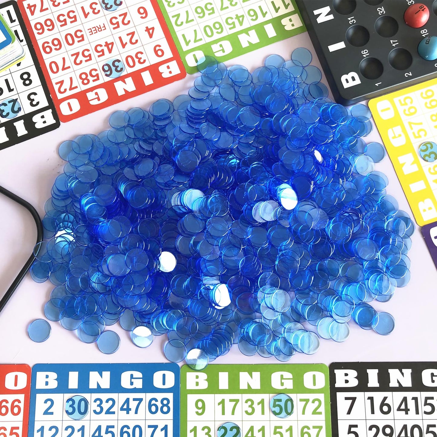 YH Poker 1000 Blue Bingo Chips Markers – Plastic Discs for Games, Parties & Classrooms
