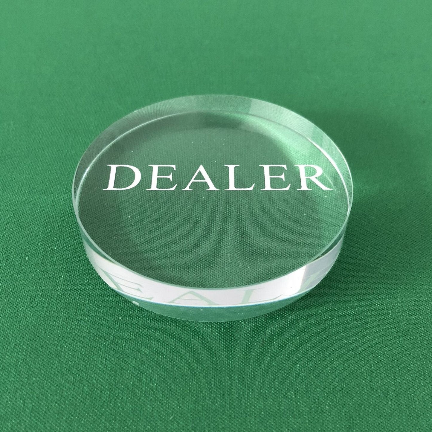 YH Poker Transparent Dealer Button — Crystal Glass, 2.22 Inch for Tournaments and Casino Games