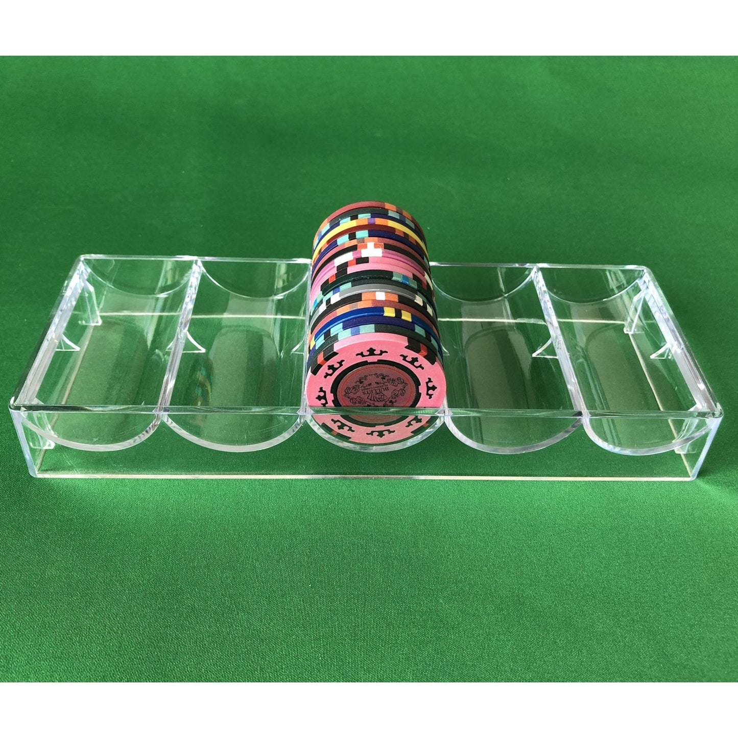 YH Poker Yuanhe 600-Chip Clear Acrylic Poker Chip Carrier – Locking, Includes 6 Racks