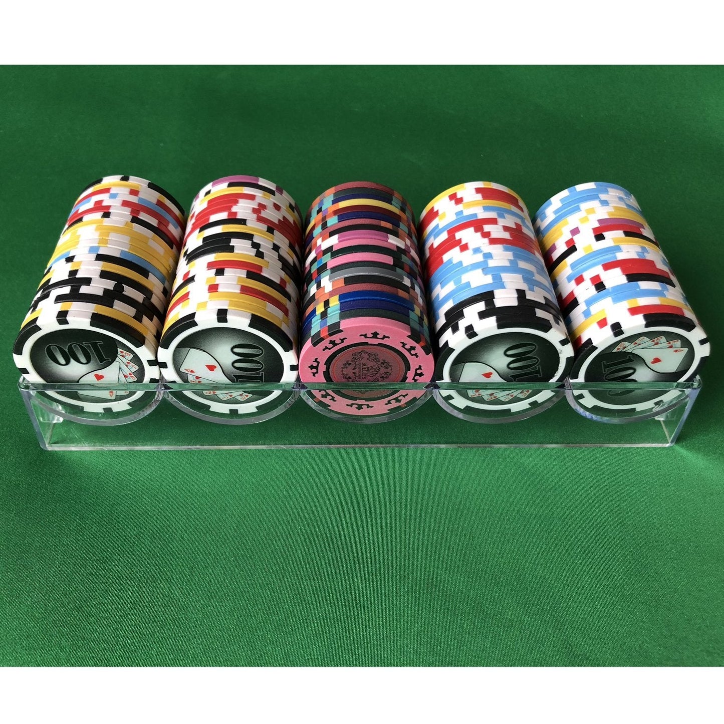 YH Poker Yuanhe 600-Chip Clear Acrylic Poker Chip Carrier – Locking, Includes 6 Racks