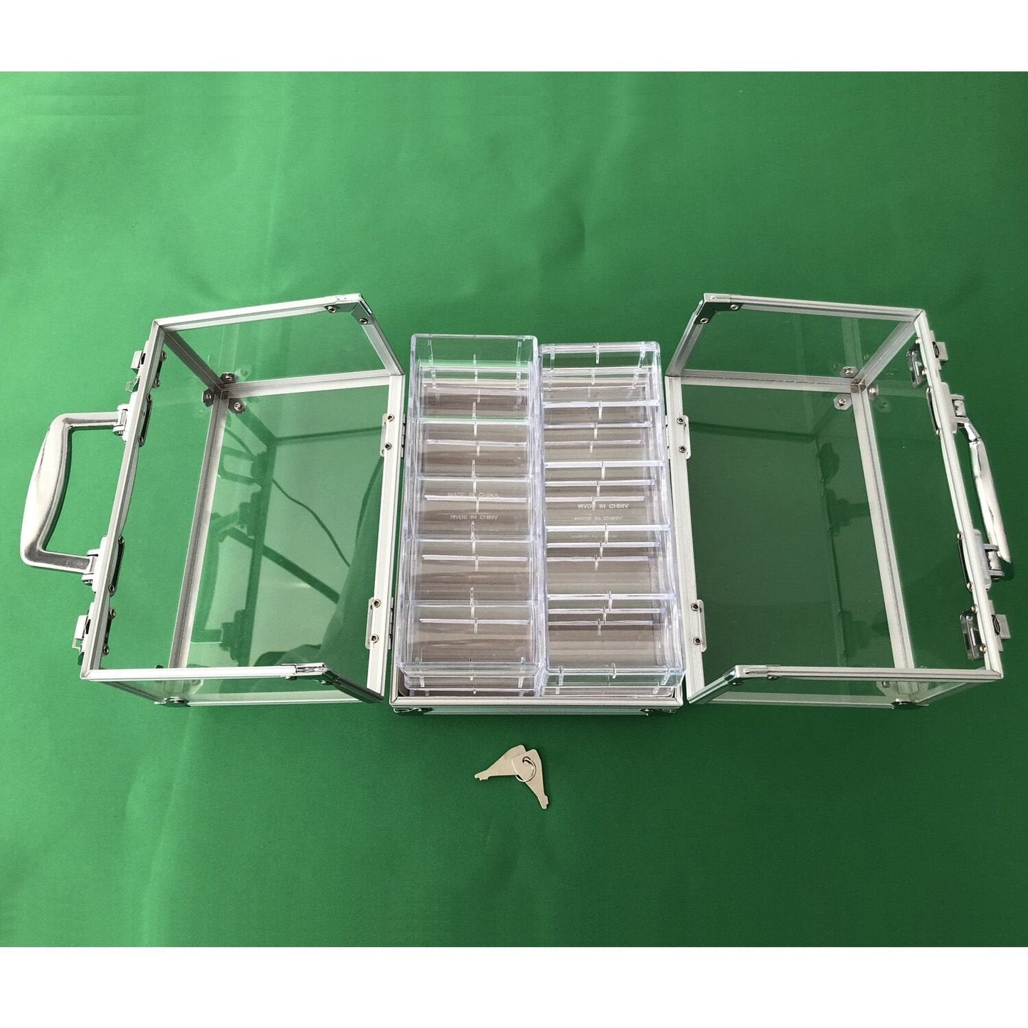 YH Poker Yuanhe 600-Chip Clear Acrylic Poker Chip Carrier – Locking, Includes 6 Racks