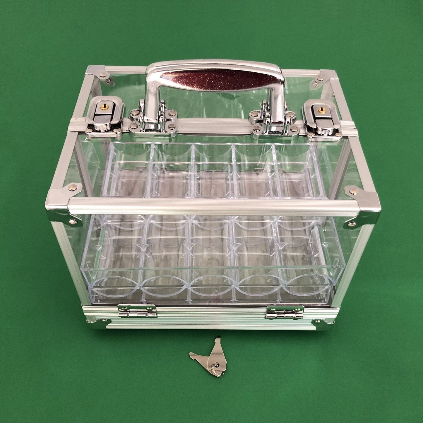 YH Poker Yuanhe 600-Chip Clear Acrylic Poker Chip Carrier – Locking, Includes 6 Racks