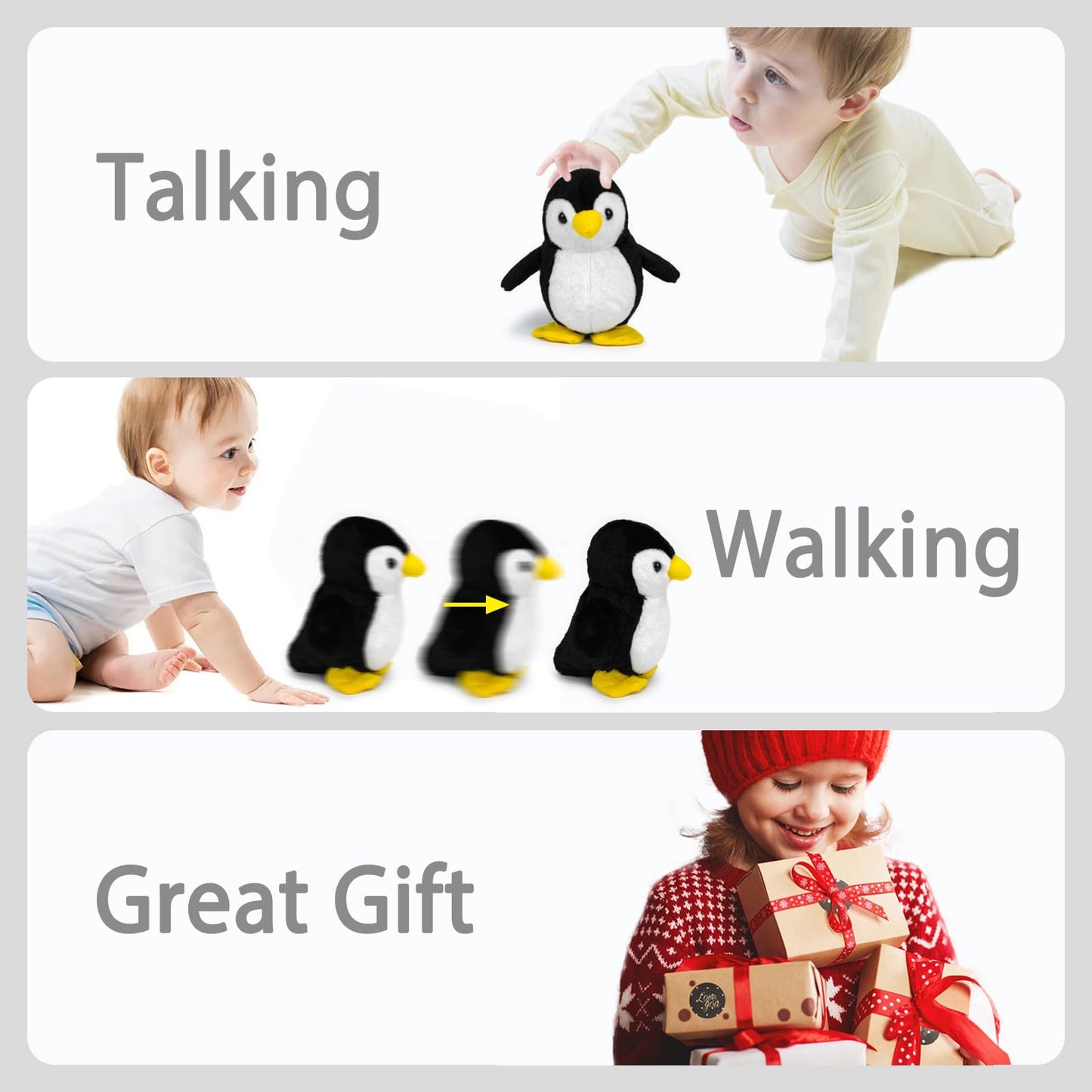 YH YUHUNG Walking Penguin Plush Toy — Repeats What You Say with Clear Voice