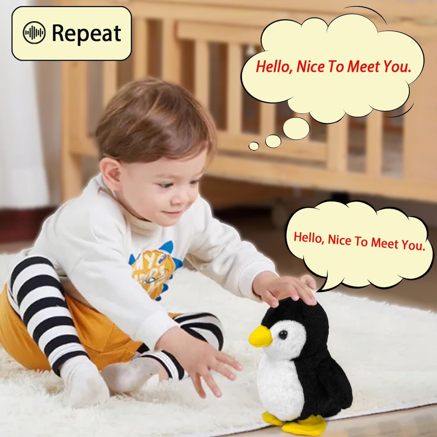 YH YUHUNG Walking Penguin Plush Toy — Repeats What You Say with Clear Voice
