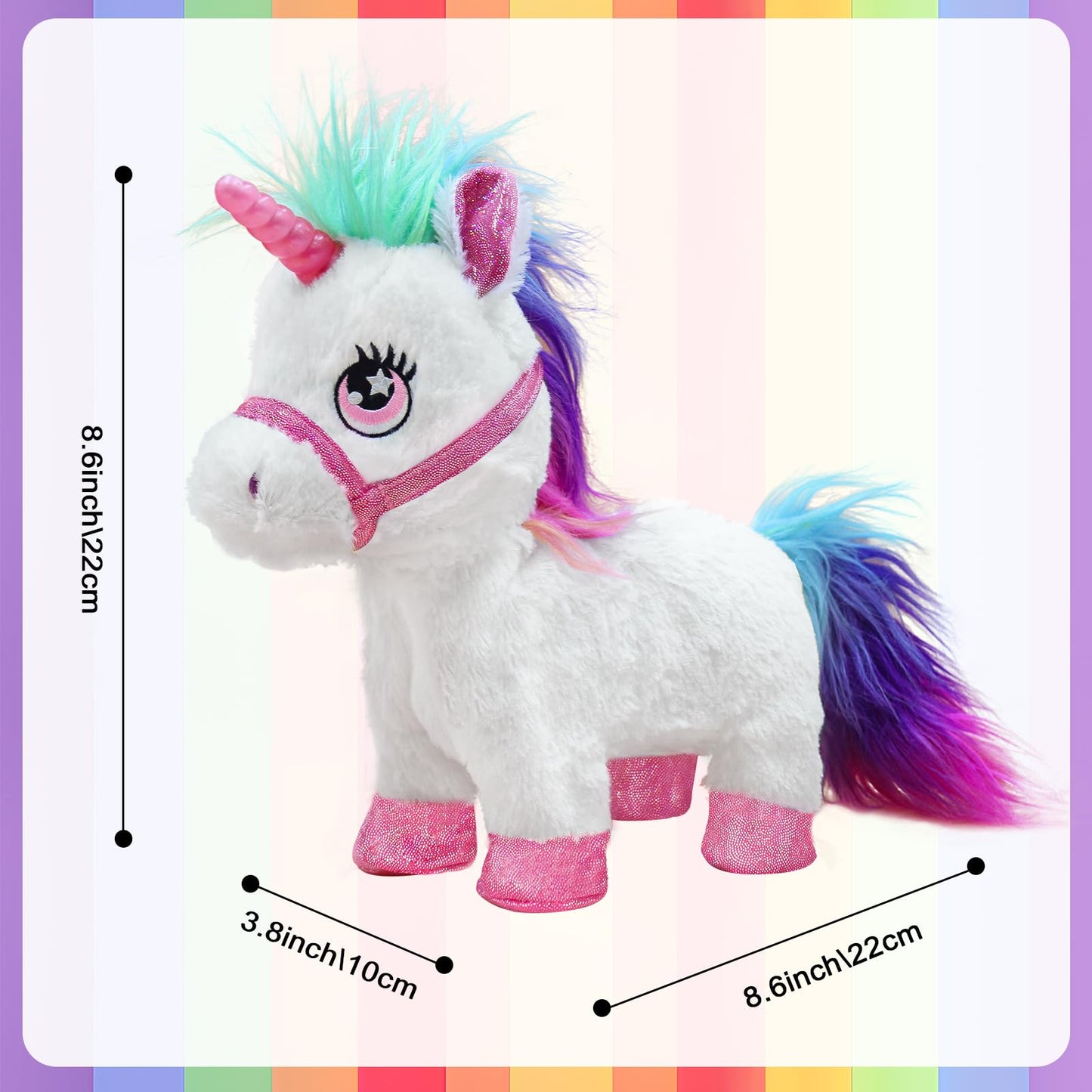 YH YUHUNG Interactive Unicorn Toy with Leash Remote — Walks, Sits, Eats, and Light-Up Horn