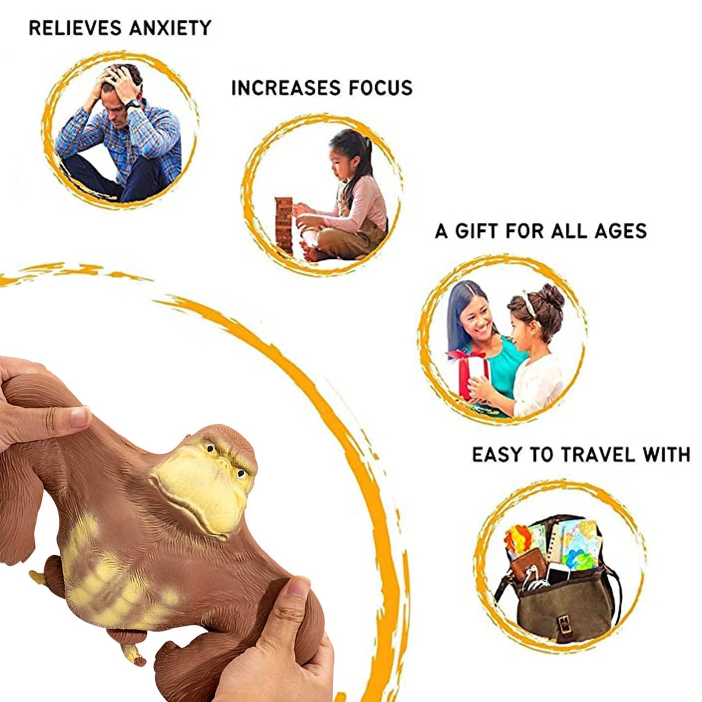 YHan Stretchy Monkey Fidget Toy – Sensory, Squeezable Stress Relief for Kids & Adults