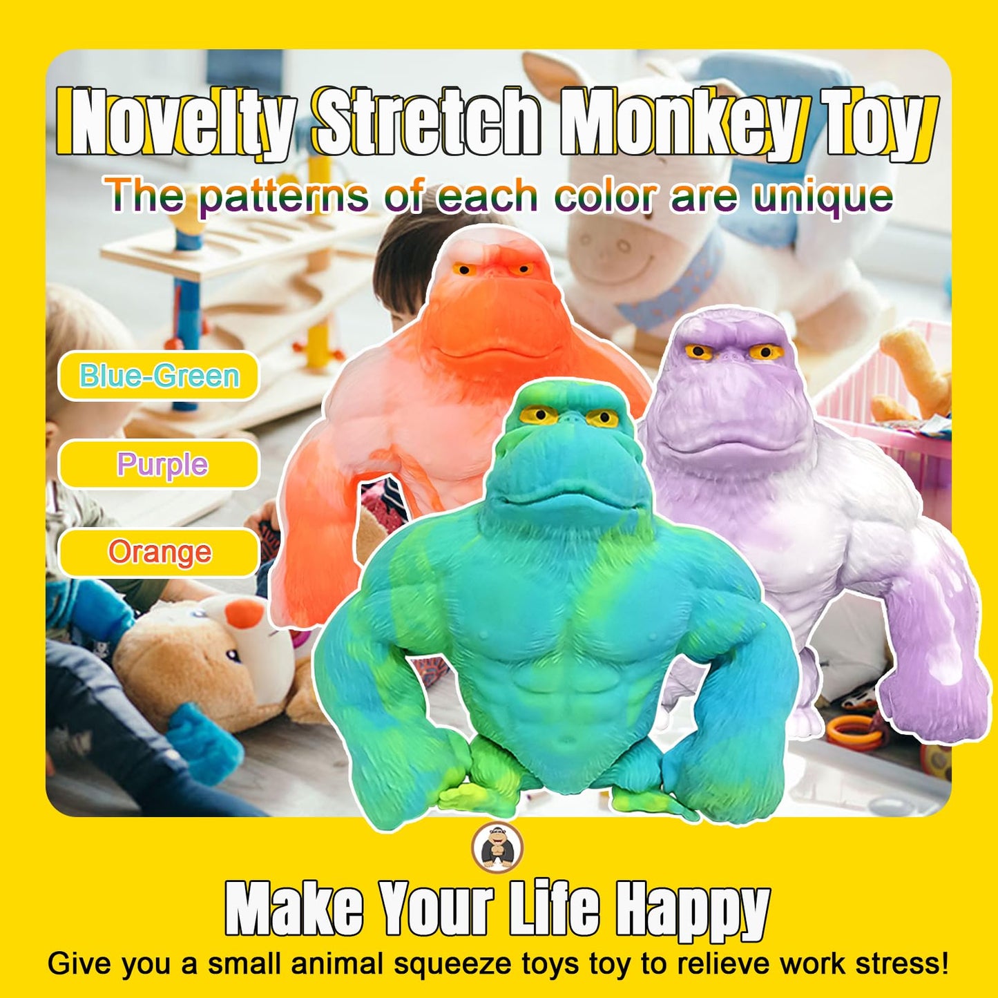 YHan Super Stretchy Gorilla Fidget Toy (Blue-Green) – Stress Relief & Portable Fun
