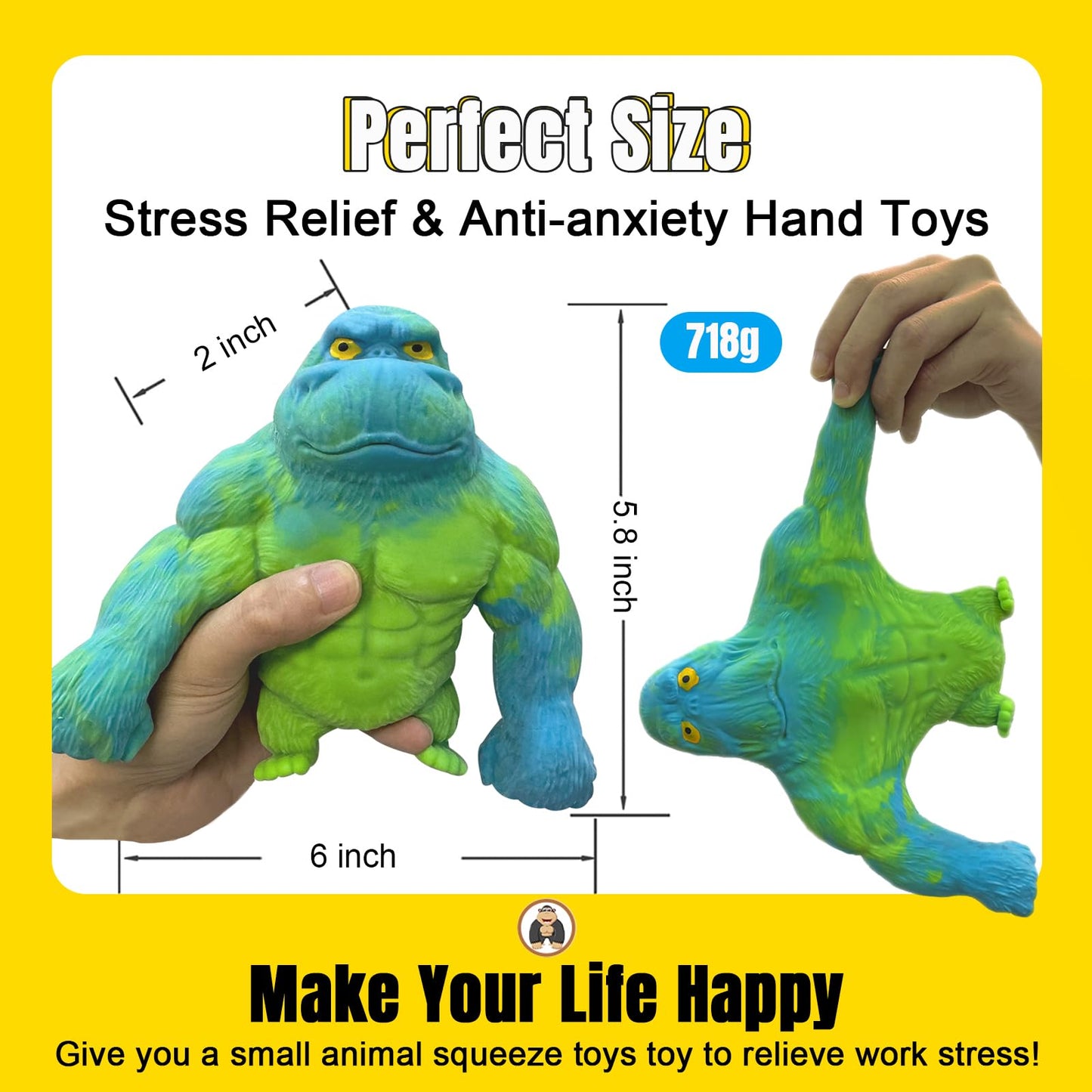 YHan Super Stretchy Gorilla Fidget Toy (Blue-Green) – Stress Relief & Portable Fun