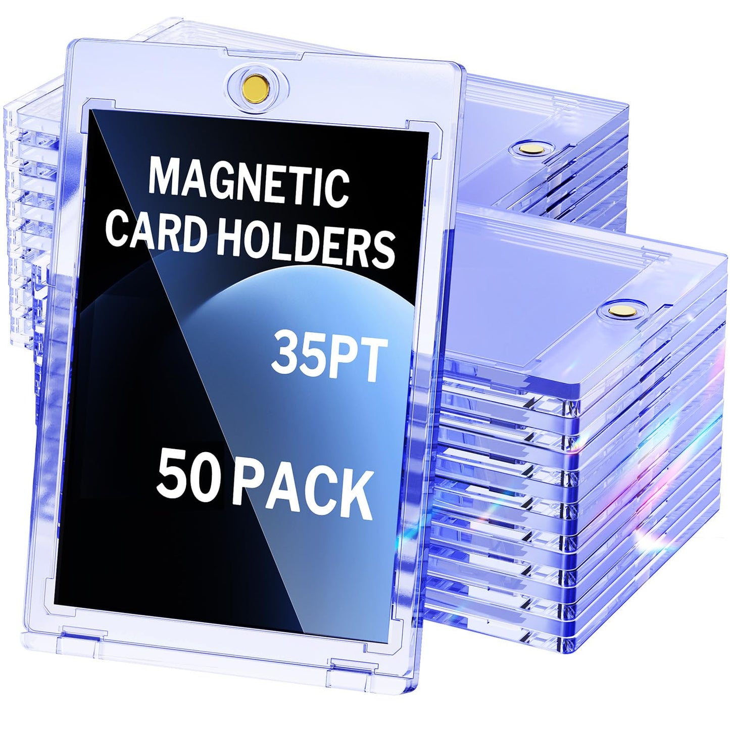 YHIJF 50-Pack Magnetic Card Holder — 35pt UV-Protected Card Sleeves for Trading Cards (Sports, MTG, PKM)
