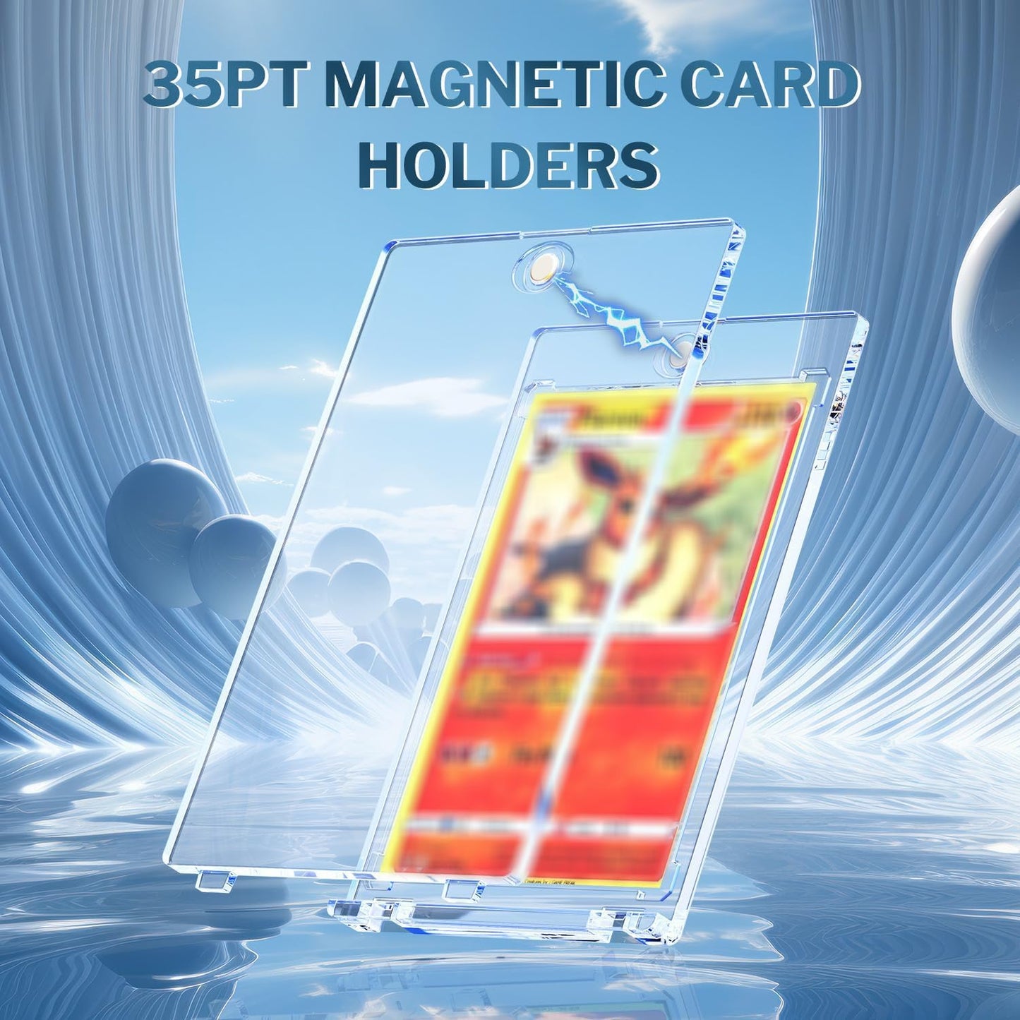 YHIJF 50-Pack Magnetic Card Holder — 35pt UV-Protected Card Sleeves for Trading Cards (Sports, MTG, PKM)