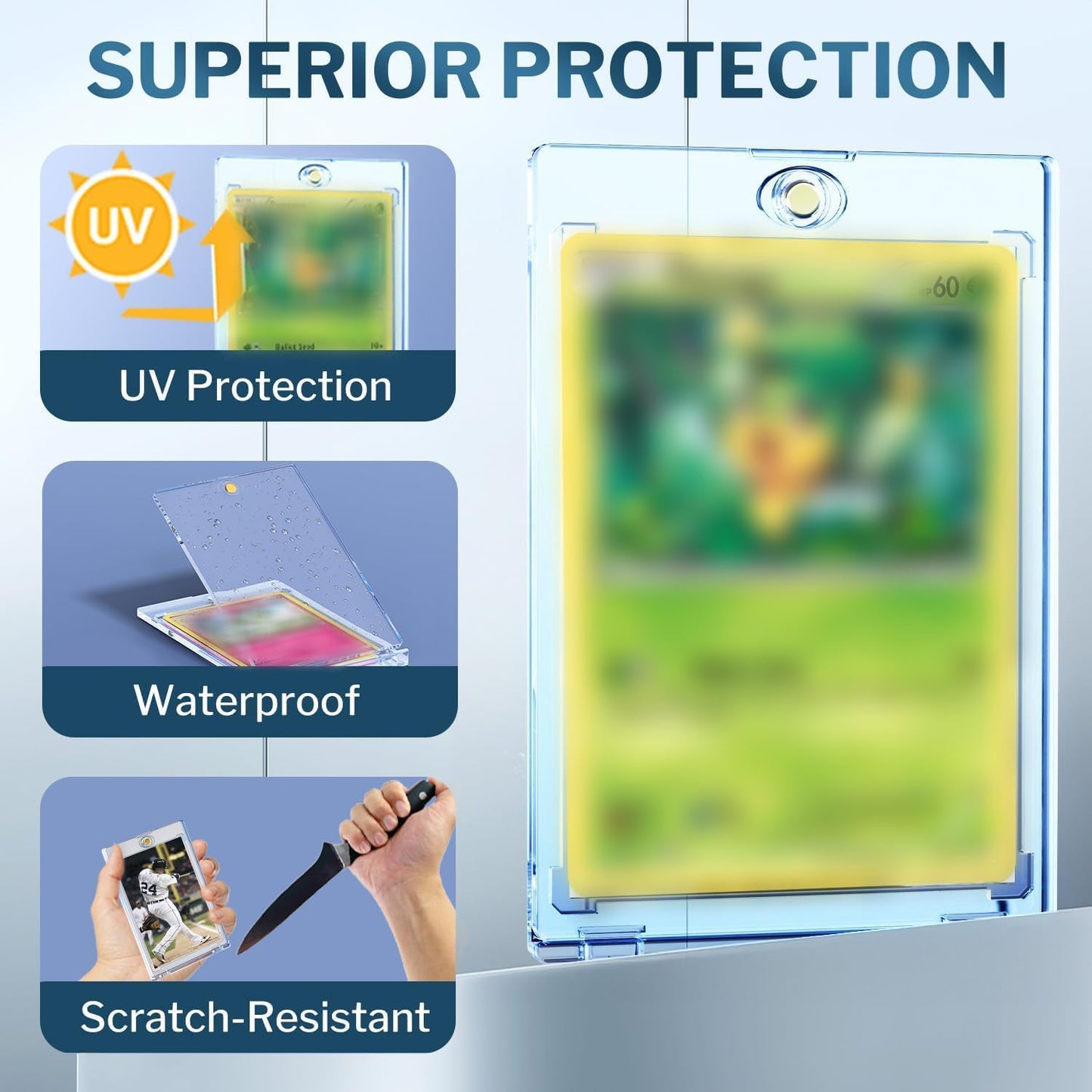 YHIJF 100-Pack Magnetic Card Holder - 35pt Protector for Trading Cards with UV Shield