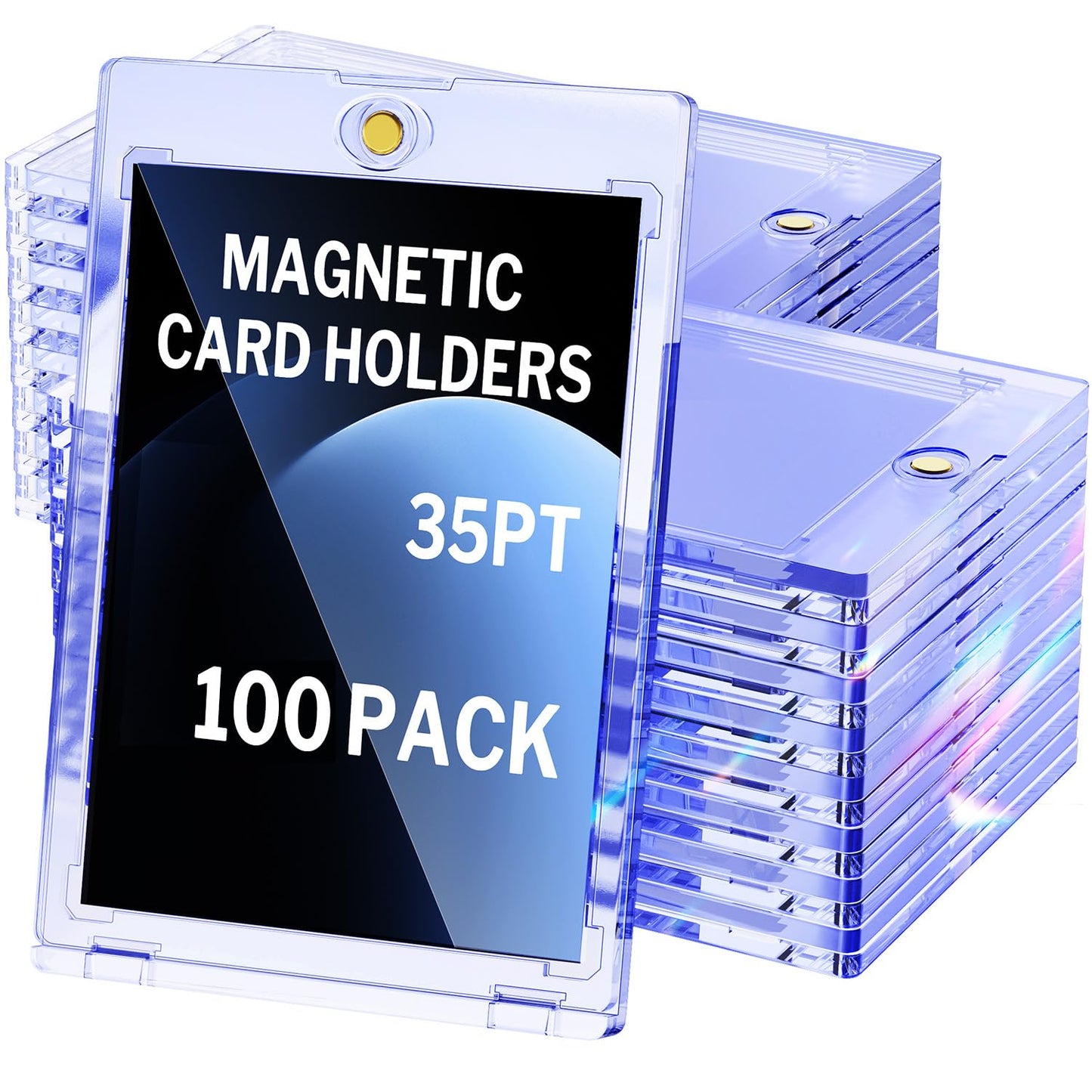 YHIJF 100-Pack Magnetic Card Holder - 35pt Protector for Trading Cards with UV Shield