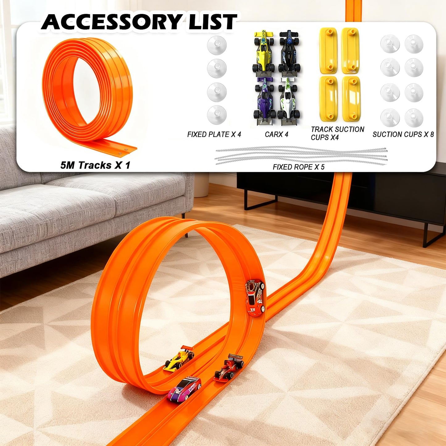 YHJZ 16ft Flexible Race Track Starter Set with Suction Cups