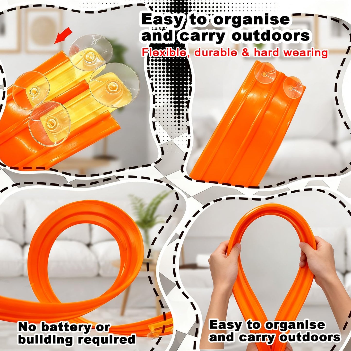 YHJZ 16ft Flexible Race Track Starter Set with Suction Cups