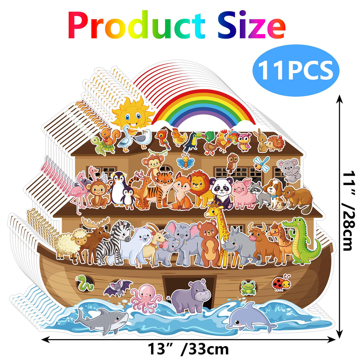 YHNTGB Noah's Ark Sticker Scene Kit – 11 Backgrounds & 11 Sheets for Kids