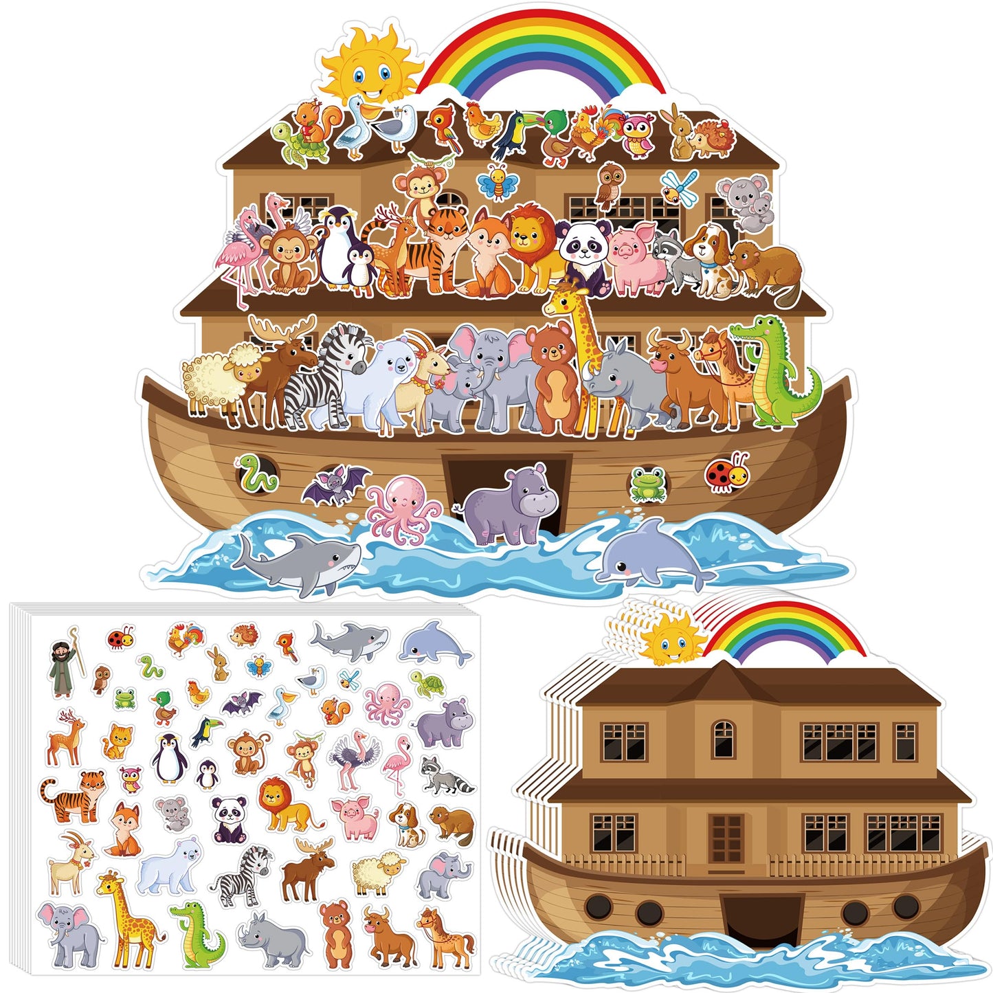 YHNTGB Noah's Ark Sticker Scene Kit – 11 Backgrounds & 11 Sheets for Kids
