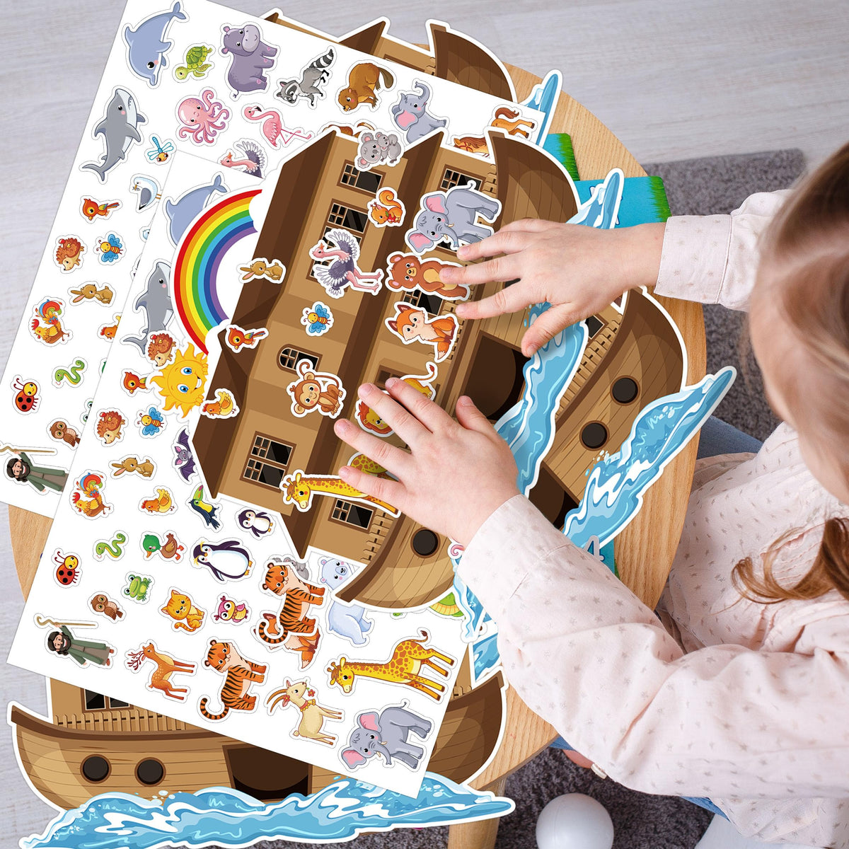 YHNTGB Noah's Ark Sticker Scene Kit – 11 Backgrounds & 11 Sheets for Kids