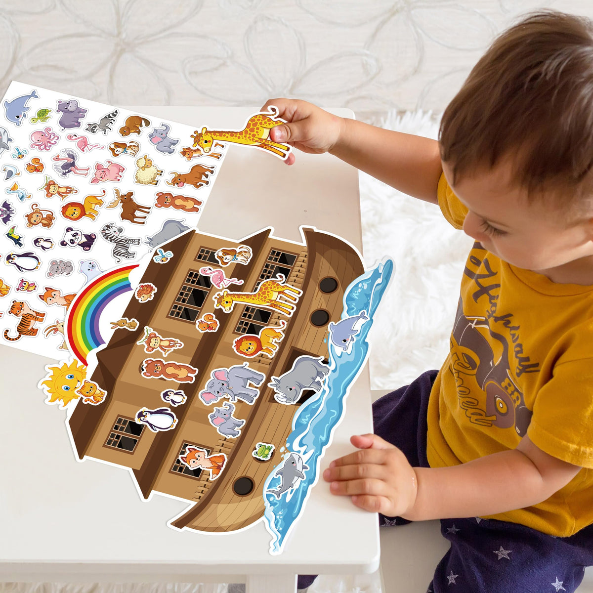 YHNTGB Noah's Ark Sticker Scene Kit – 11 Backgrounds & 11 Sheets for Kids