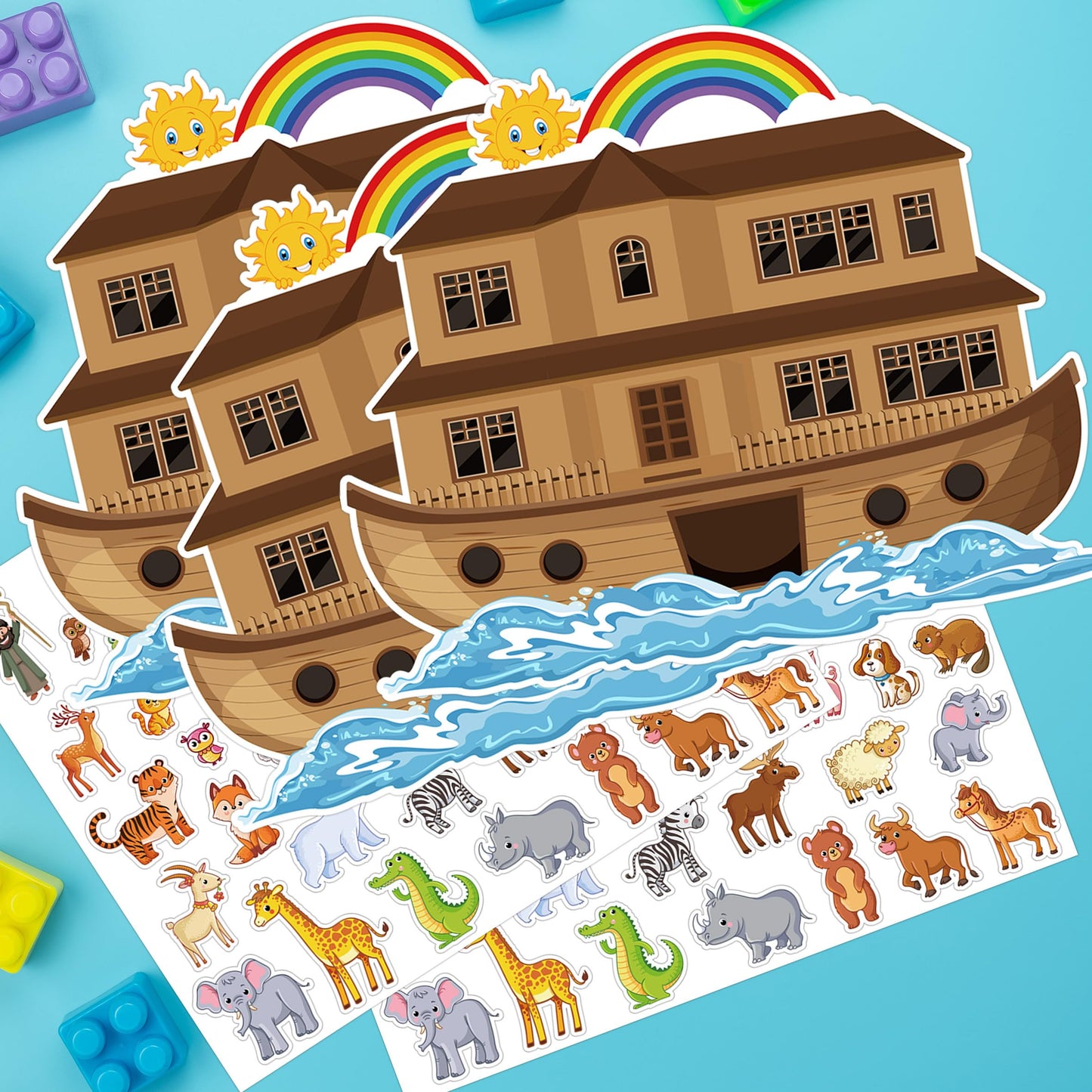 YHNTGB Noah's Ark Sticker Scene Kit – 11 Backgrounds & 11 Sheets for Kids